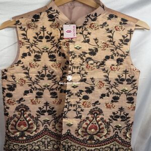 Peach Embroidery Jacquard Waistcoat