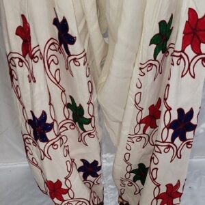 Linen White Embroidery Trouser