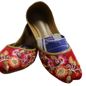 Red Vine Embroidery Khussa