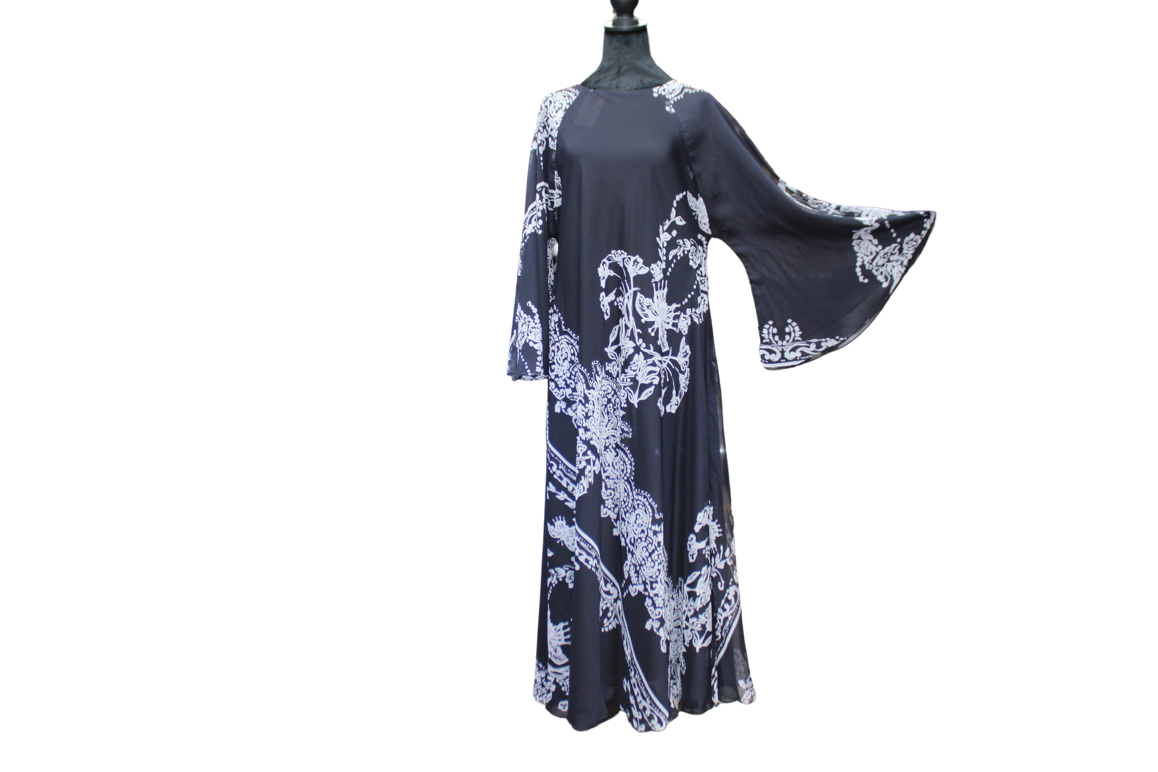 Navy Blue Graphic Reversable Abaya