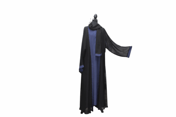 Double Open Plain Abaya Blue