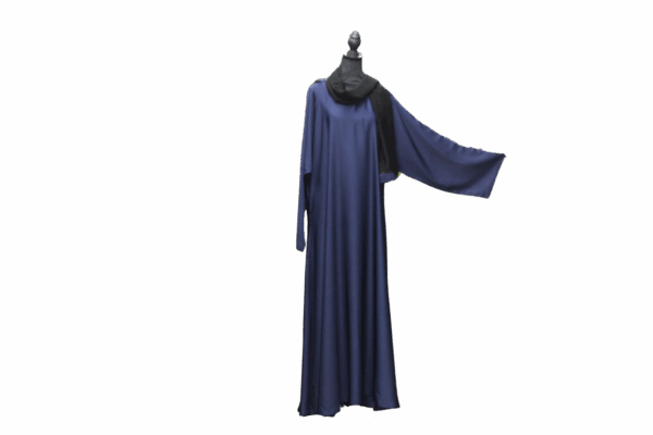 Double Open Plain Abaya Blue - Image 2