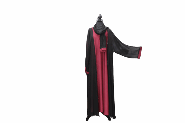 Double Open Plain Abaya Red
